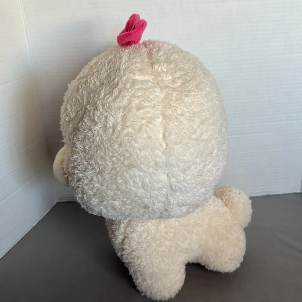 Amuse Moff Moff Bichon Plush Dog Stuffed Animal Fuzzy Pink Bow With Tags 13.5”